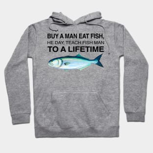 Buy a Man Eat Fish, He Day, Teach Fish Man, To A Lifetime Funny Meme Hoodie